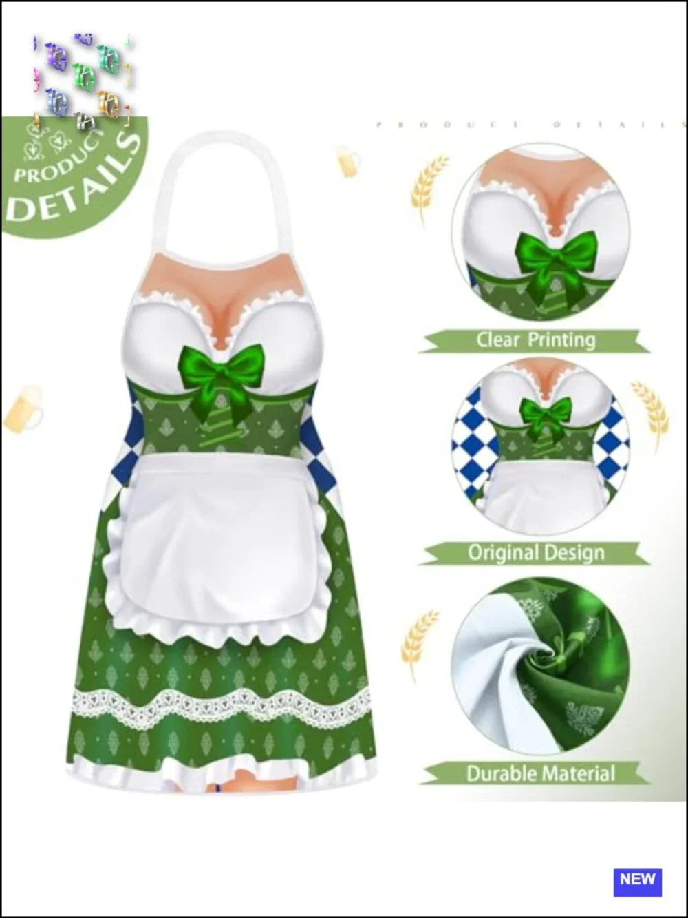 Oktoberfest German Apron 2-Pack Polyester Set for Cooking BBQ Party
